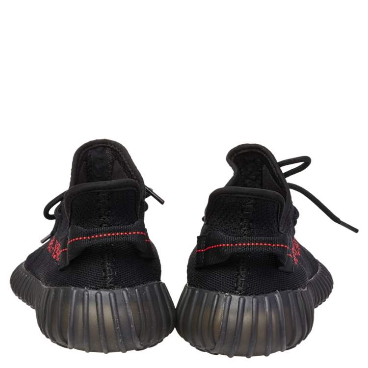 Pre Owned Adidas Yeezy Boost 350 V2 Black/Red Knit Fabric Lace Up Sneaker Size 42.5