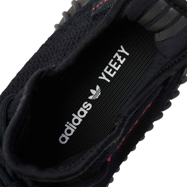 Pre Owned Adidas Yeezy Boost 350 V2 Black/Red Knit Fabric Lace Up Sneaker Size 42.5