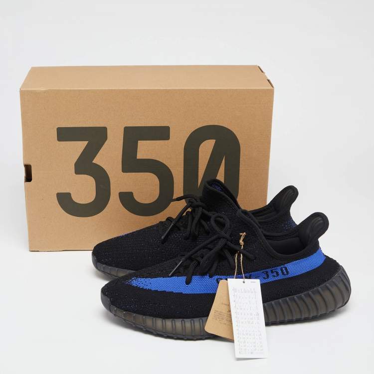 Pre Owned Adidas Yeezy Boost Blue Knit Fabric 350 V2 Dazzling Sneakers Size 46 2/3