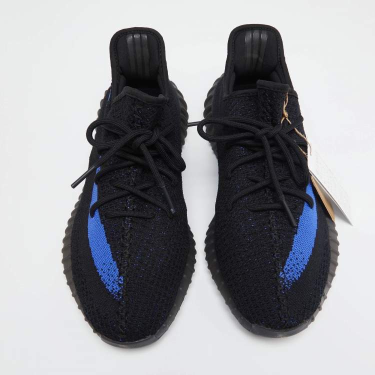 Pre Owned Adidas Yeezy Boost Blue Knit Fabric 350 V2 Dazzling Sneakers Size 46 2/3