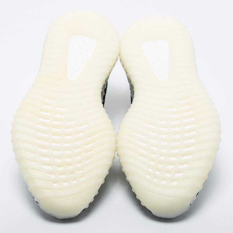 Pre Owned Yeezy x Adidas White/Black Knit Fabric Boost 350 V2 Zebra Sneakers Size 42