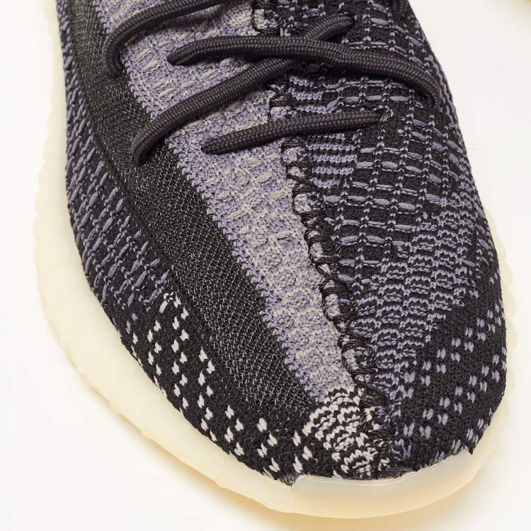 Pre Owned Yeezy x Adidas Black/Grey Knit Fabric  Boost 350 V2 Carbon Sneakers Size 45 1/3