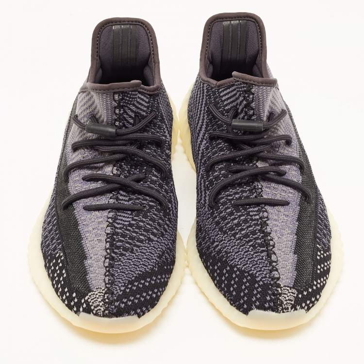 Pre Owned Yeezy x Adidas Black/Grey Knit Fabric  Boost 350 V2 Carbon Sneakers Size 45 1/3