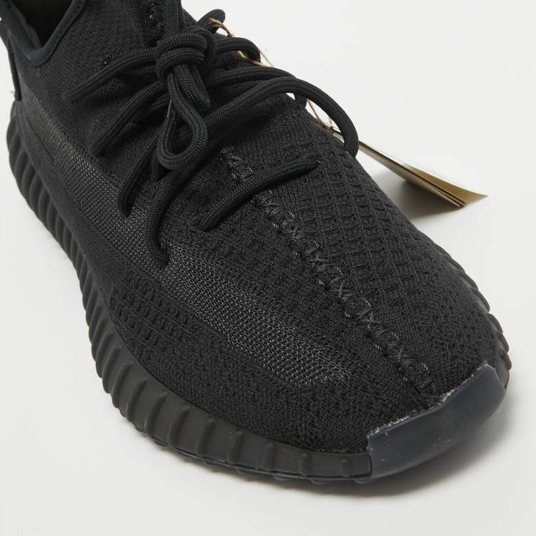 Pre Owned Adidas x Yeezy Black Cotton Knit Boost 350 V2 Sneakers Size 46 2/3