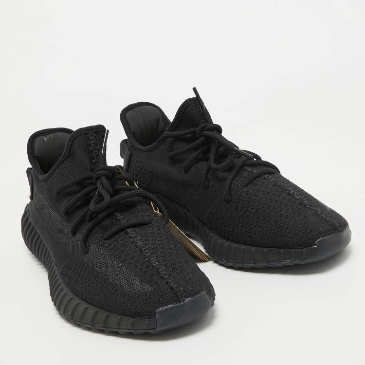 Pre Owned Adidas x Yeezy Black Cotton Knit Boost 350 V2 Sneakers Size 46 2/3