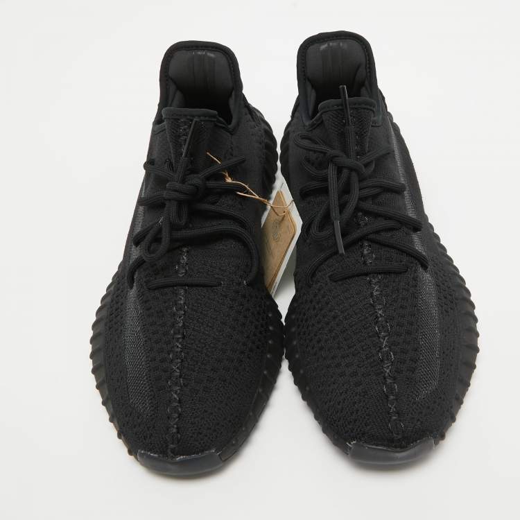 Pre Owned Adidas x Yeezy Black Cotton Knit Boost 350 V2 Sneakers Size 46 2/3