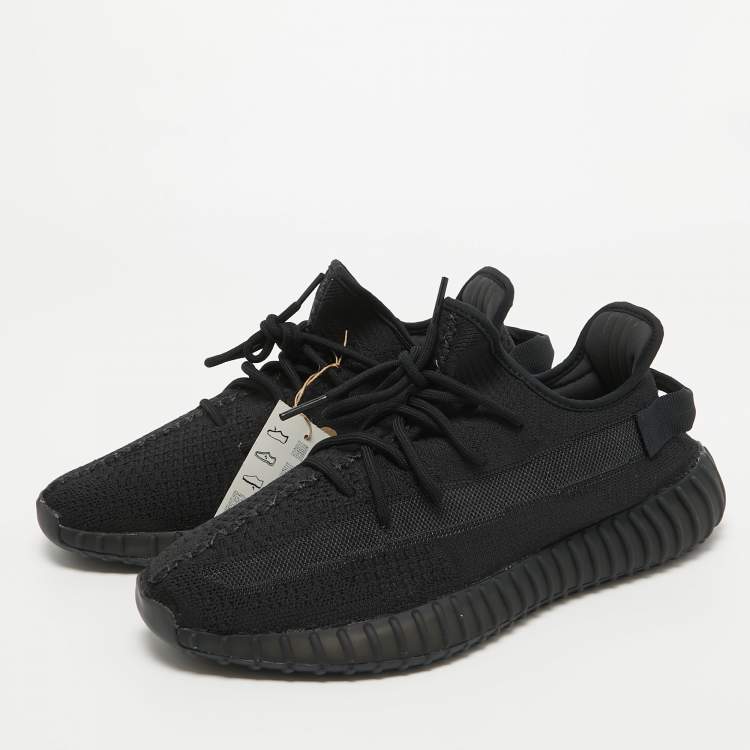 Pre Owned Adidas x Yeezy Black Cotton Knit Boost 350 V2 Sneakers Size 46 2/3