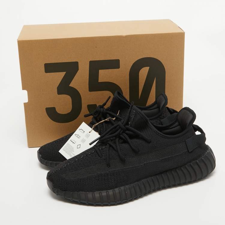 Pre Owned Adidas x Yeezy Black Cotton Knit Boost 350 V2 Sneakers Size 46 2/3