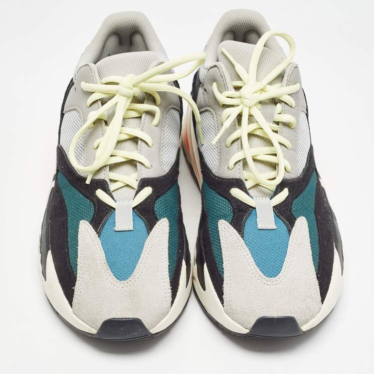 Pre Owned Yeezy x Adidas Multicolor Suede and Mesh Boost 700 Wave Runner Sneakers Size 45 1/3