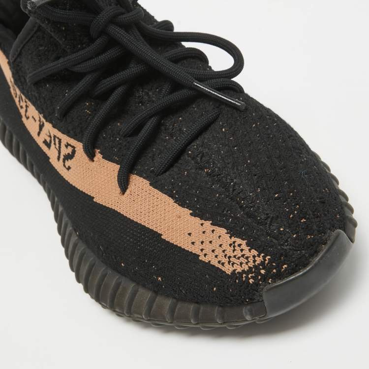 Pre Owned Yeezy x Adidas Black Knit Fabric Boost 350 V2 Core Black Sneakers Size 41 1/3