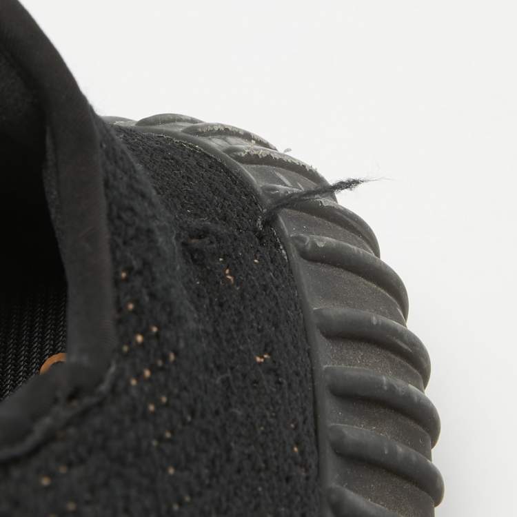Pre Owned Yeezy x Adidas Black Knit Fabric Boost 350 V2 Core Black Sneakers Size 41 1/3