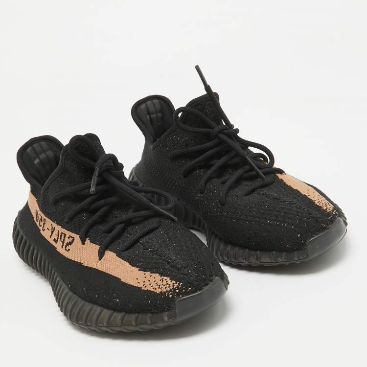Pre Owned Yeezy x Adidas Black Knit Fabric Boost 350 V2 Core Black Sneakers Size 41 1/3