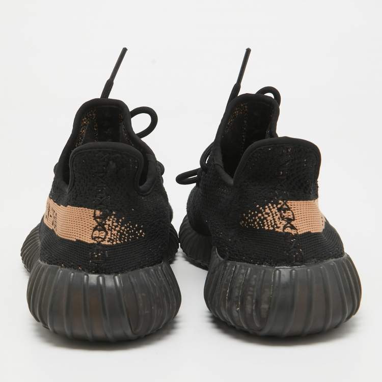 Pre Owned Yeezy x Adidas Black Knit Fabric Boost 350 V2 Core Black Sneakers Size 41 1/3