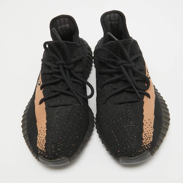 Pre Owned Yeezy x Adidas Black Knit Fabric Boost 350 V2 Core Black Sneakers Size 41 1/3