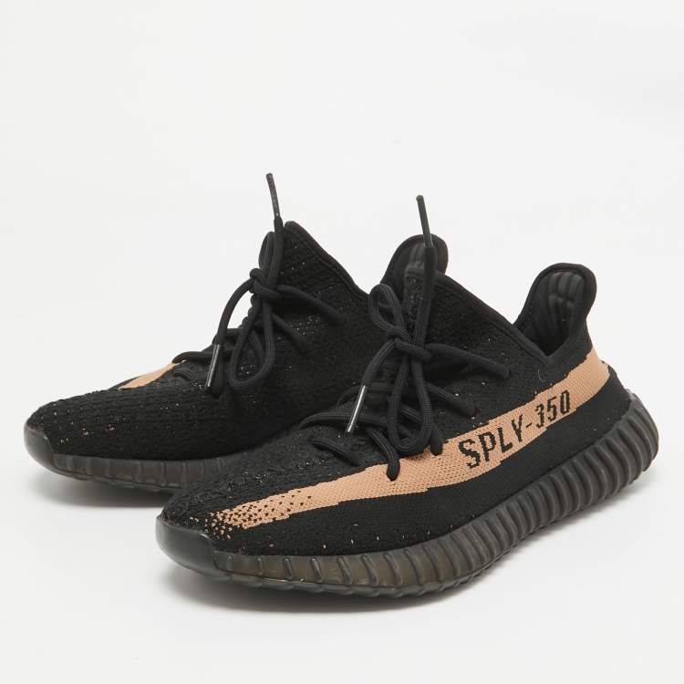 Pre Owned Yeezy x Adidas Black Knit Fabric Boost 350 V2 Core Black Sneakers Size 41 1/3