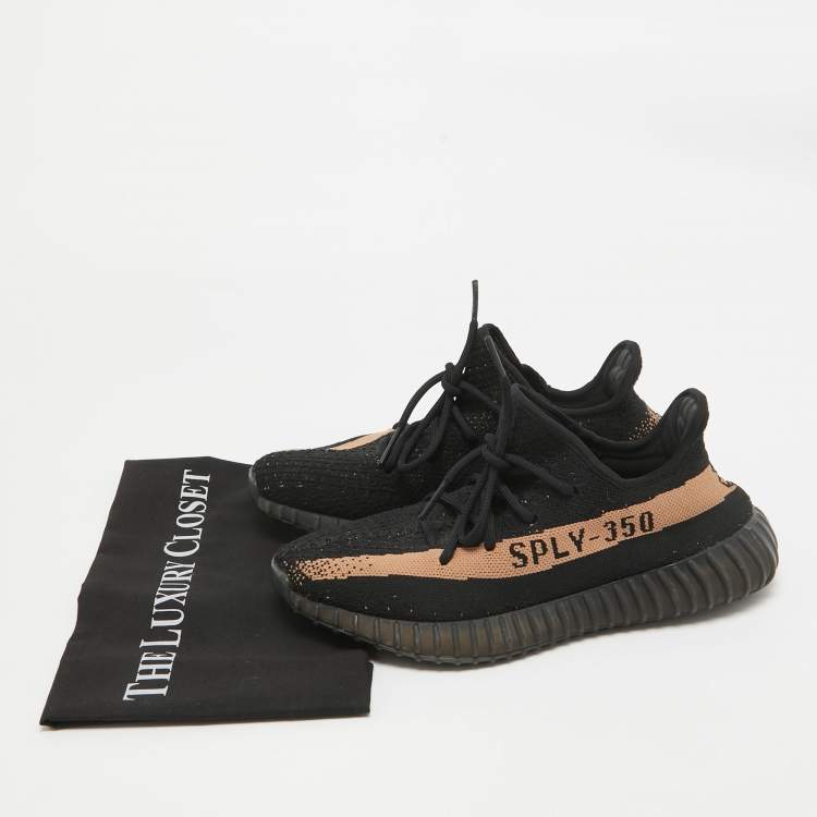 Pre Owned Yeezy x Adidas Black Knit Fabric Boost 350 V2 Core Black Sneakers Size 41 1/3