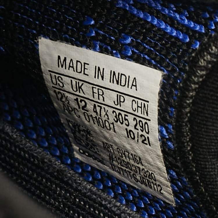 Pre Owned Yeezy x Adidas Black/Blue Knit Fabric Boost 350 V2 Dazzling Blue Sneakers Size 47 2/3