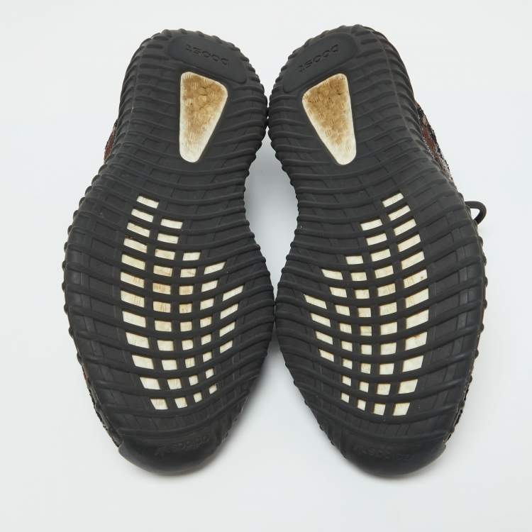 Pre Owned Yeezy x Adidas Black/Brown Knit Fabric Boost 350 V2 MX Rock Sneakers Size 45 1/3