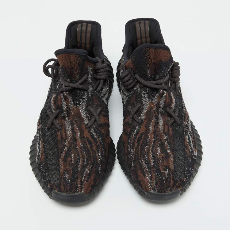 Pre Owned Yeezy x Adidas Black/Brown Knit Fabric Boost 350 V2 MX Rock Sneakers Size 45 1/3