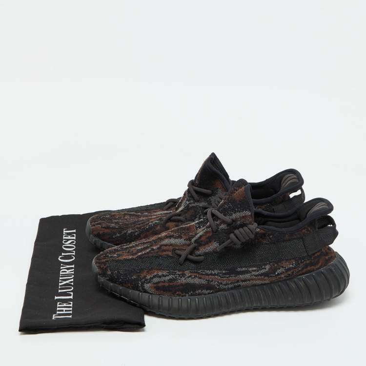 Pre Owned Yeezy x Adidas Black/Brown Knit Fabric Boost 350 V2 MX Rock Sneakers Size 45 1/3
