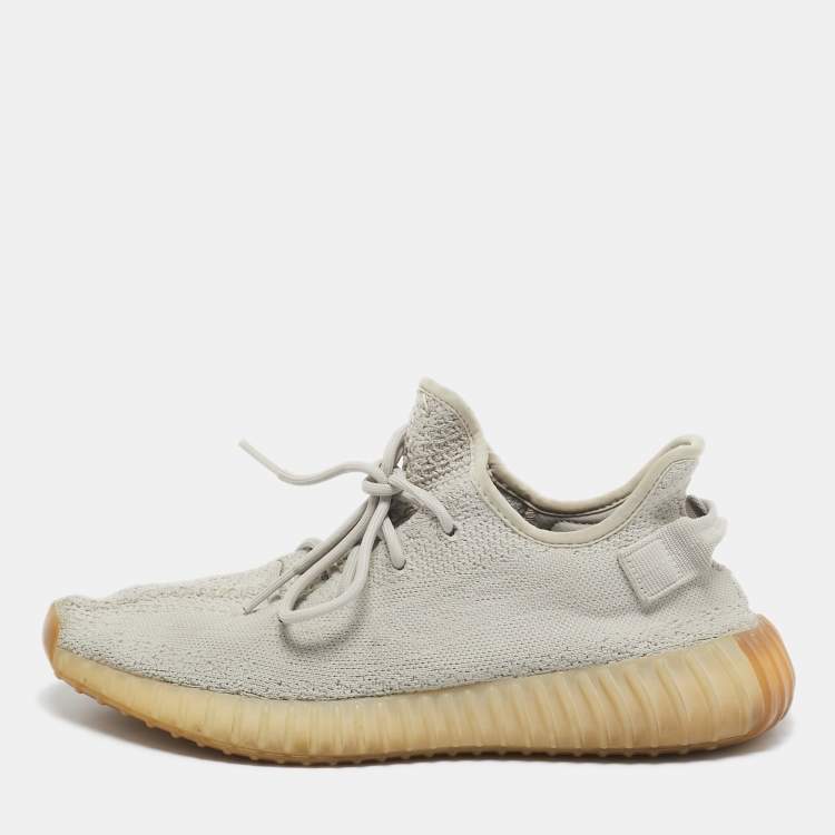Pre Owned Yeezy x Adidas Grey Knit Fabric Boost 350 V2 Sesame Sneakers Size 43 1/3