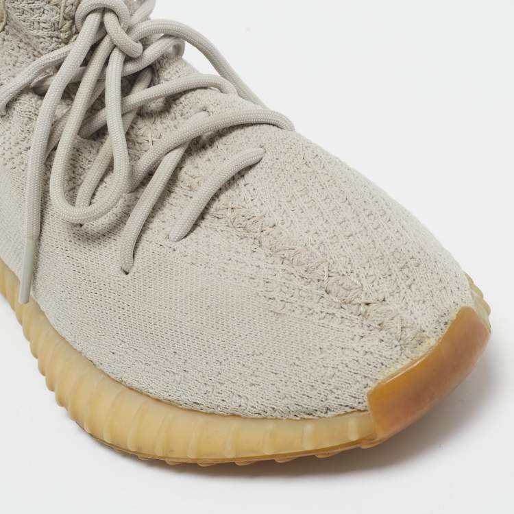 Pre Owned Yeezy x Adidas Grey Knit Fabric Boost 350 V2 Sesame Sneakers Size 43 1/3