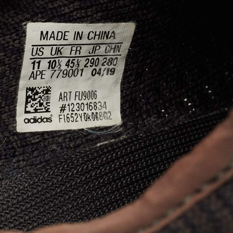 Pre Owned Yeezy Black Knit Fabric Boost 350 V2 Lace Up Sneakers Size 45.5