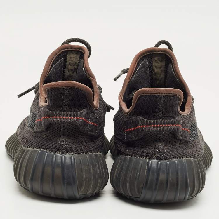 Pre Owned Yeezy Black Knit Fabric Boost 350 V2 Lace Up Sneakers Size 45.5