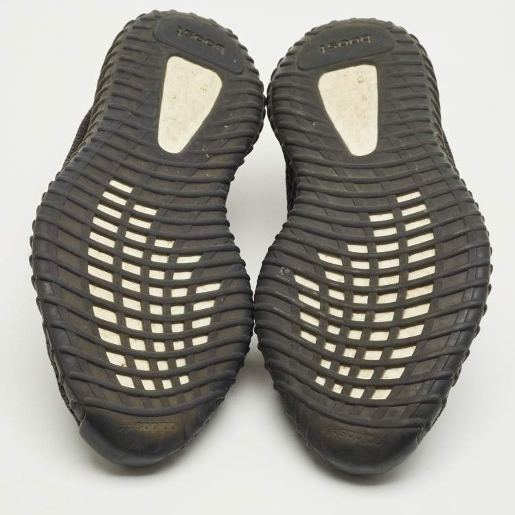 Pre Owned Yeezy Black Knit Fabric Boost 350 V2 Lace Up Sneakers Size 45.5