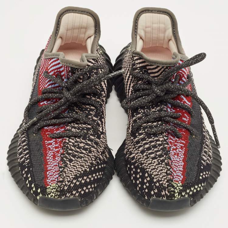 Pre Owned Yeezy Multicolor Knit Fabric Boost 350 V2 Lace Up Sneakers Size 36