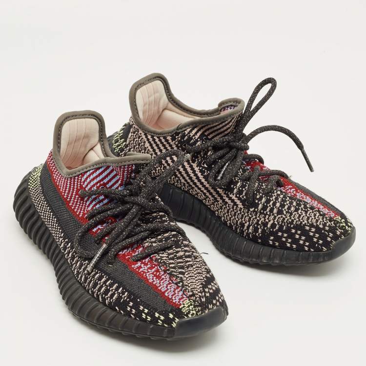Pre Owned Yeezy Multicolor Knit Fabric Boost 350 V2 Lace Up Sneakers Size 36