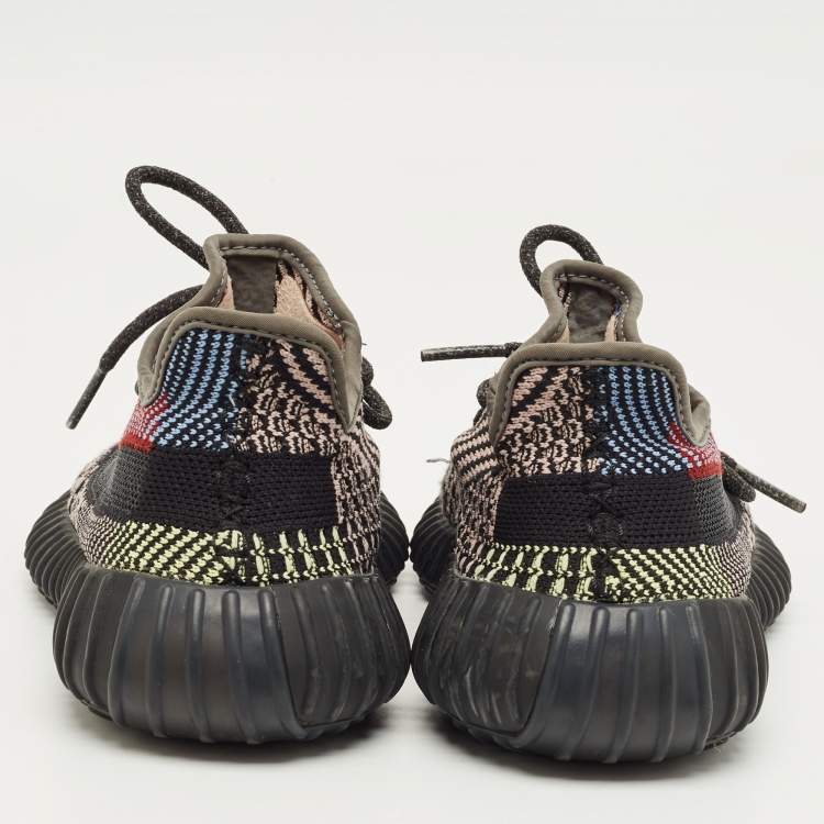 Pre Owned Yeezy Multicolor Knit Fabric Boost 350 V2 Lace Up Sneakers Size 36