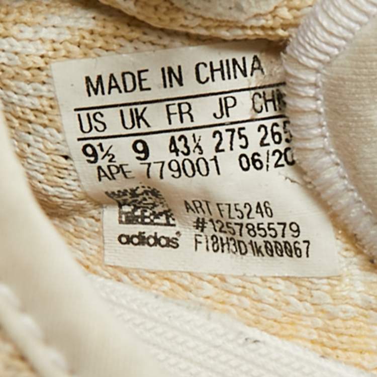 Pre Owned Yeezy Boost 350 V2 Size 43.5 Two Tone Knit Fabric Natural  Low Top Sneakers