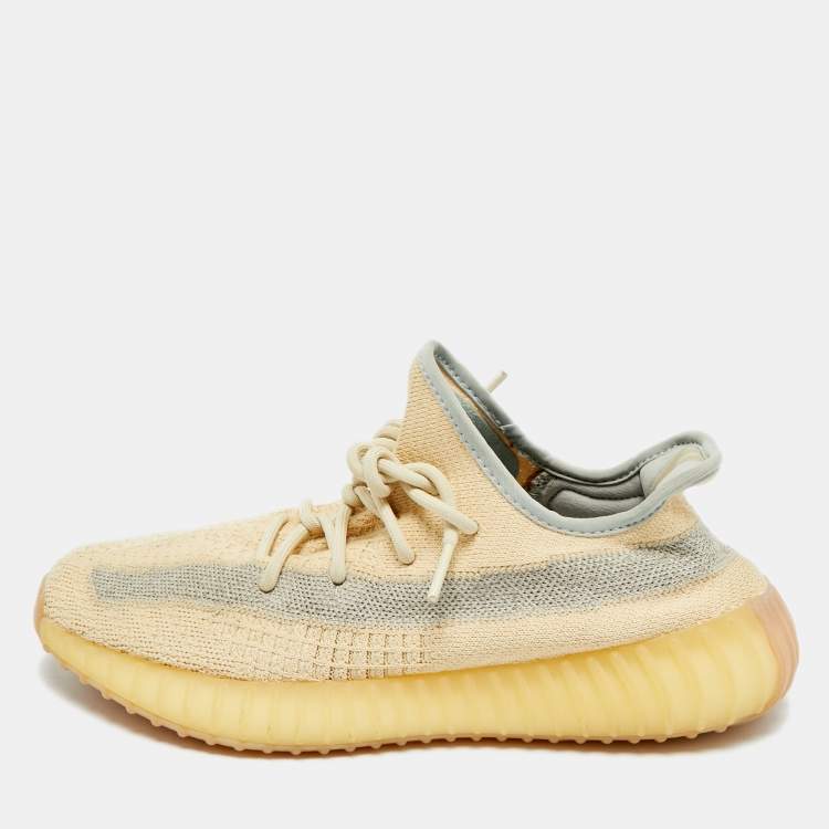 مملوكة مسبقًا Yeezy Boost 350 V2 Linen Size 42.5 Cream Knit Fabric Lace Up Sneakers