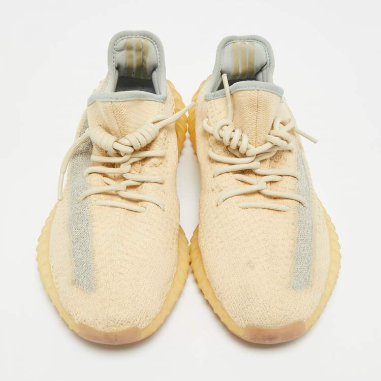مملوكة مسبقًا Yeezy Boost 350 V2 Linen Size 42.5 Cream Knit Fabric Lace Up Sneakers