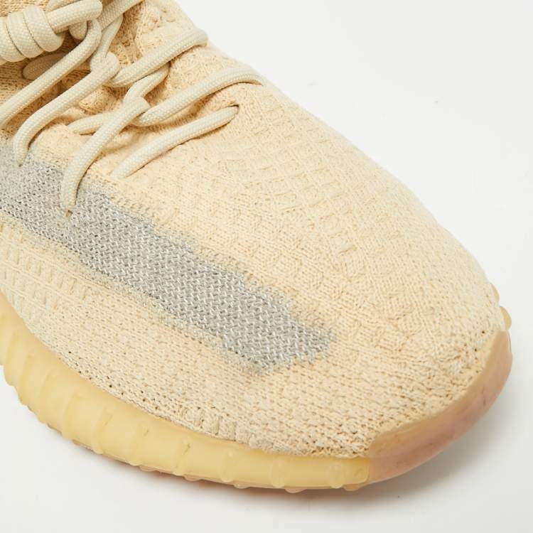 مملوكة مسبقًا Yeezy Boost 350 V2 Linen Size 42.5 Cream Knit Fabric Lace Up Sneakers