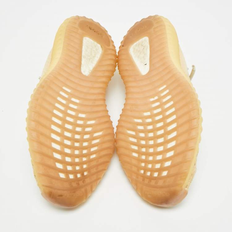 مملوكة مسبقًا Yeezy Boost 350 V2 Linen Size 42.5 Cream Knit Fabric Lace Up Sneakers