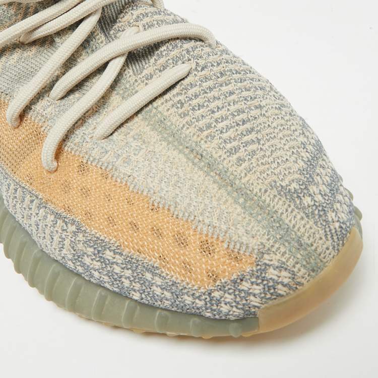 Pre Owned Yeezy Boost 350 V2 Israfil Size 43.5 Grey Knit Fabric Low Top Sneakers