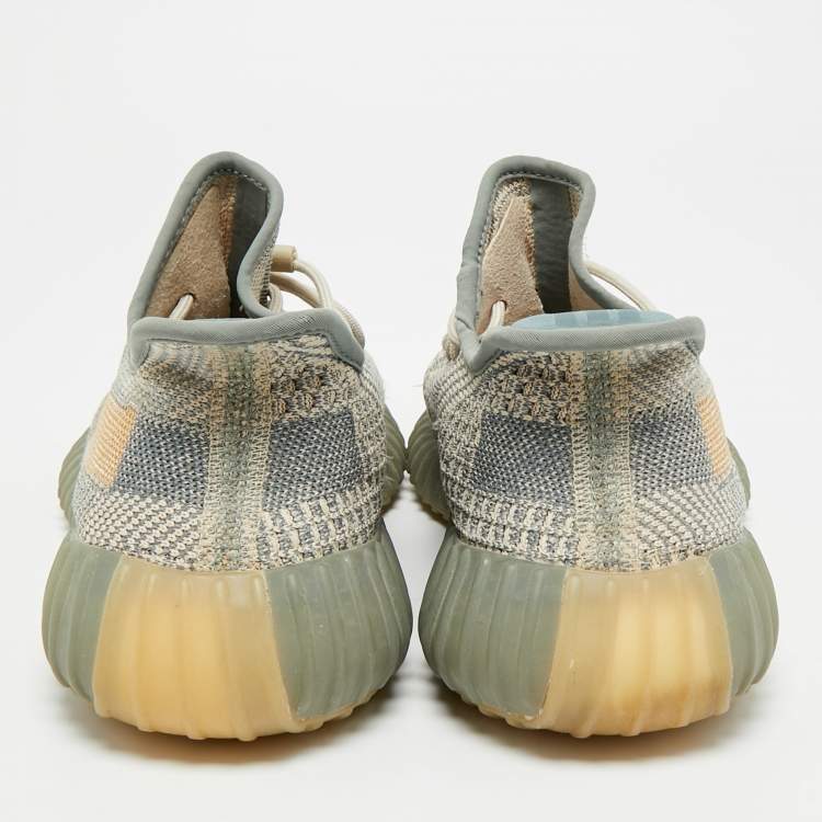 Pre Owned Yeezy Boost 350 V2 Israfil Size 43.5 Grey Knit Fabric Low Top Sneakers