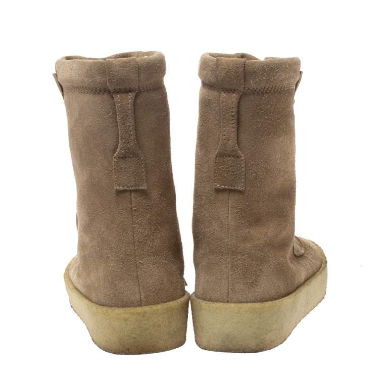 Pre Owned YEEZY Beige Suede Season 2 Lace Up Boots Size 41