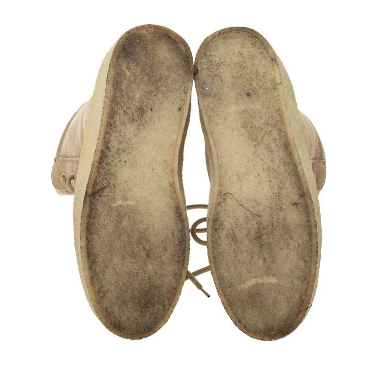 Pre Owned YEEZY Beige Suede Season 2 Lace Up Boots Size 41
