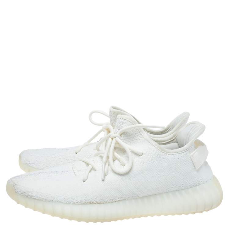 Pre Owned Yeezy x Adidas White Cotton Knit Boost 350 V2 Cream White Sneakers Size 44.5
