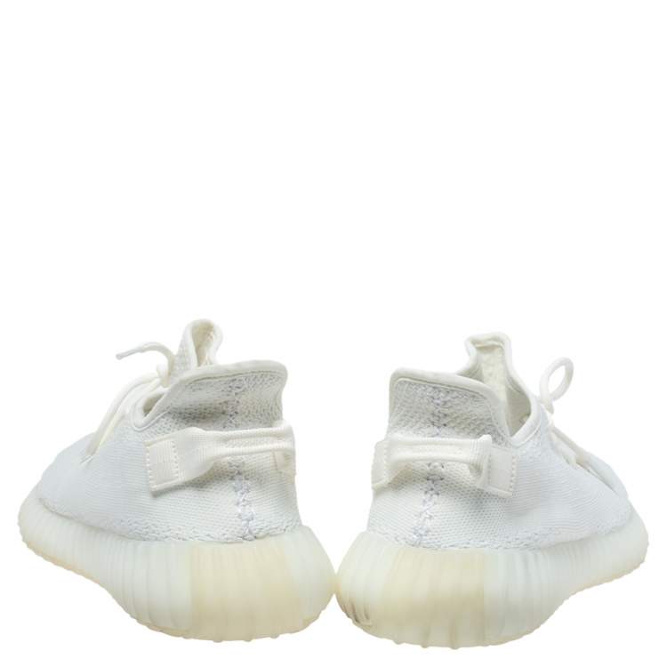 Pre Owned Yeezy x Adidas White Cotton Knit Boost 350 V2 Cream White Sneakers Size 44.5