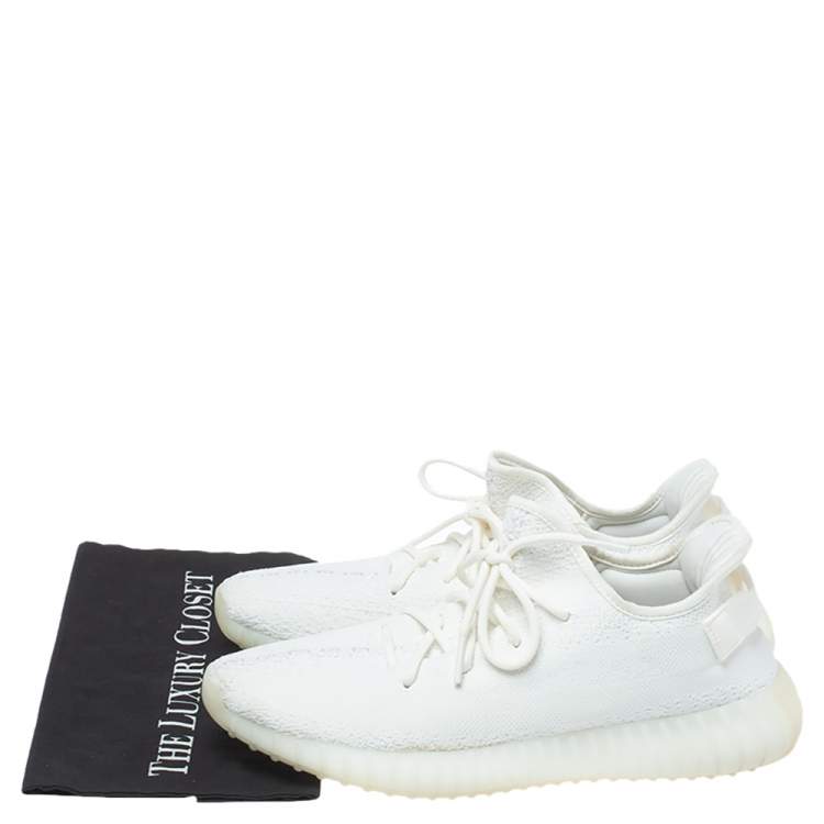 Pre Owned Yeezy x Adidas White Cotton Knit Boost 350 V2 Cream White Sneakers Size 44.5