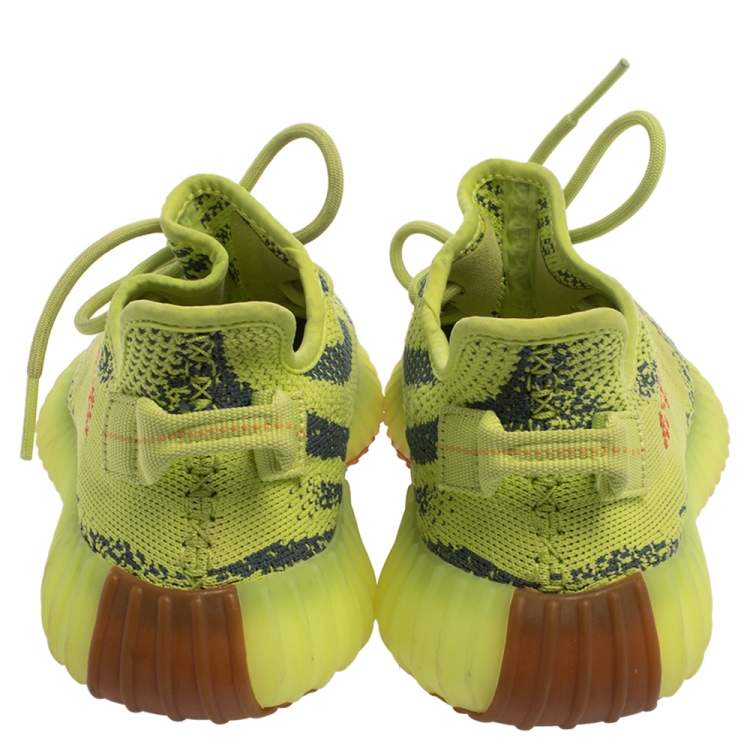 Pre Owned Yeezy x Adidas Cotton Knit Semi Frozen Yellow Boost 350 V2 Sneakers Size 39.5