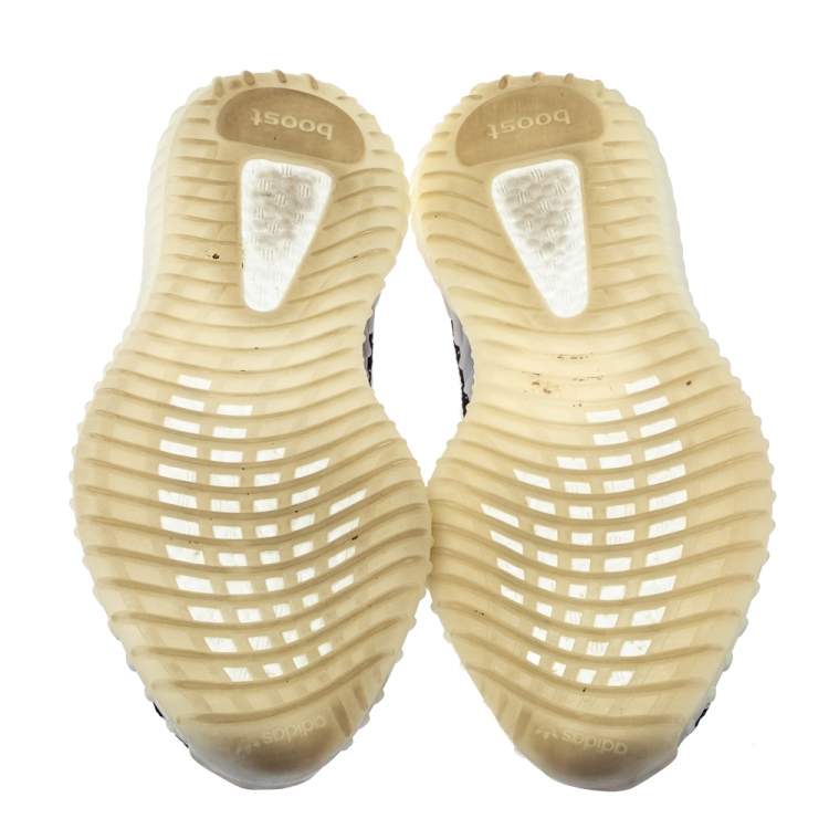 Pre Owned Adidas Yeezy 350 White/Black Knit Fabric Boost V2 Zebra Sneakers Size 42.5
