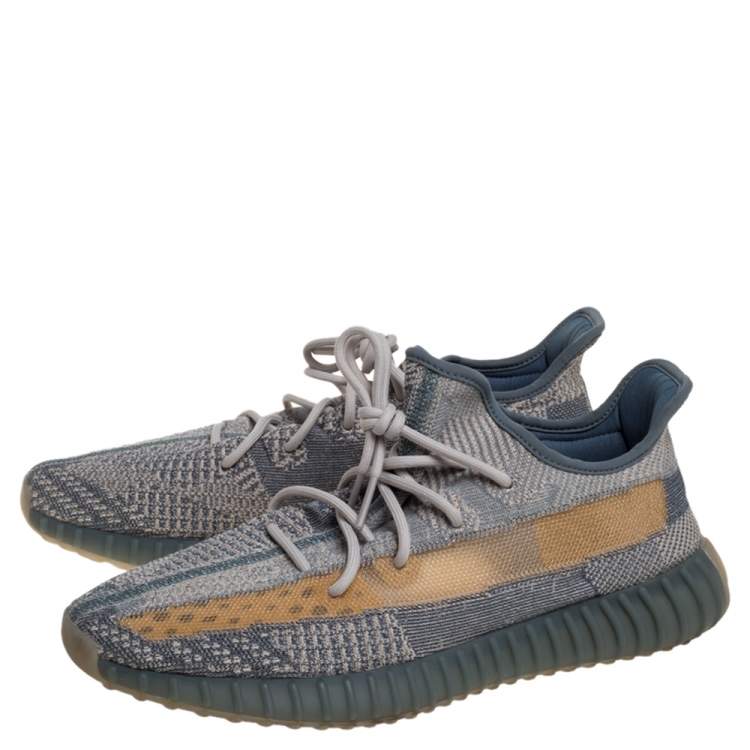 Pre Owned Yeezy x Adidas Grey/Beige Knit Boost 350 V2 Israfil Sneakers Size 48
