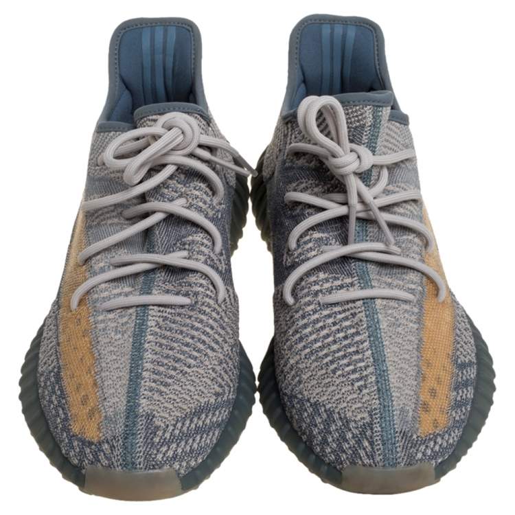 Pre Owned Yeezy x Adidas Grey/Beige Knit Boost 350 V2 Israfil Sneakers Size 48
