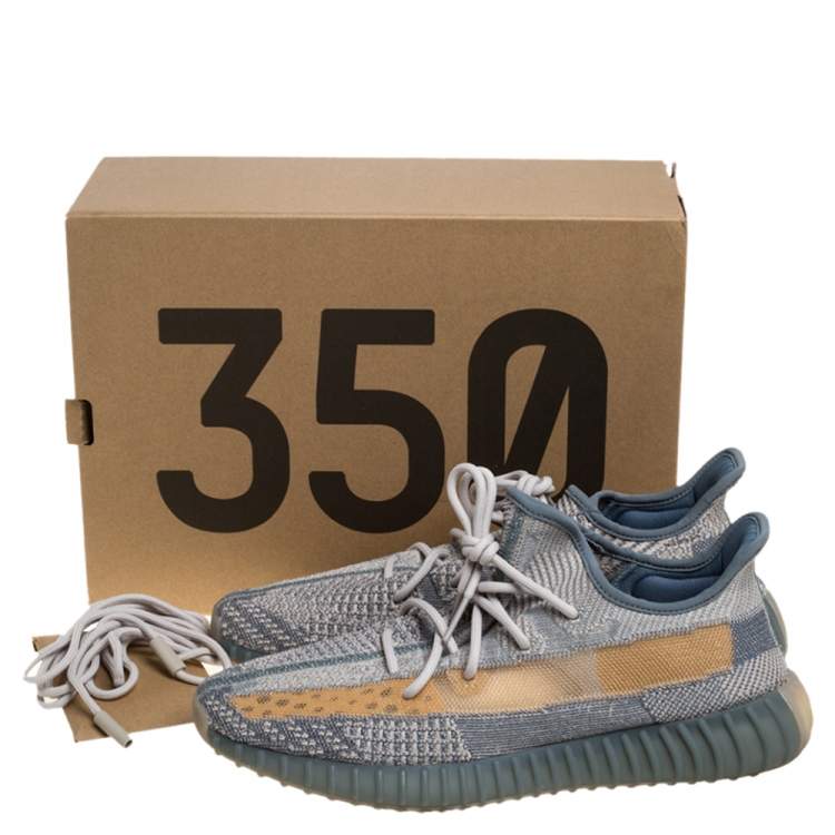 Pre Owned Yeezy x Adidas Grey/Beige Knit Boost 350 V2 Israfil Sneakers Size 48