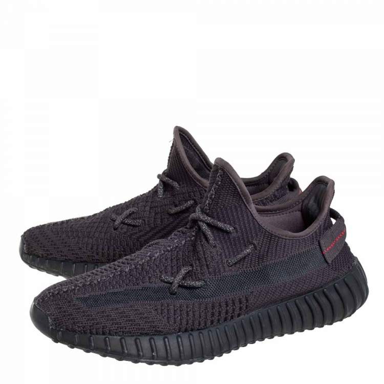 Pre Owned Yeezy x Adidas Black Knit Fabric Boost 350 V2 Sneakers Size 42 2/3